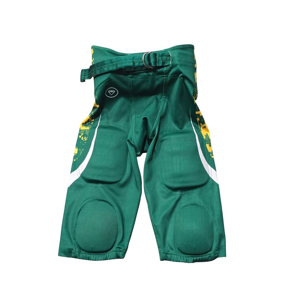 Youth Integrated Football Pants - Green with Yellow Digital Camo Accent